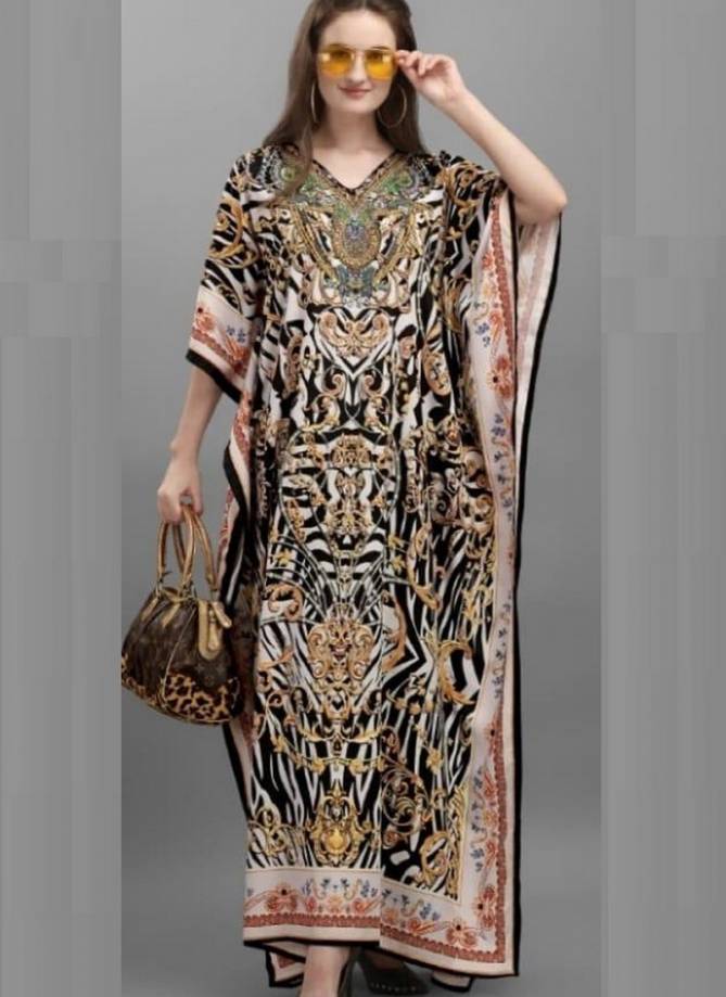 jelite AFREEN Kaftans Latest Fancy Casual Wear Japan Polyester Crepe Kaftan Style Kurti Collection